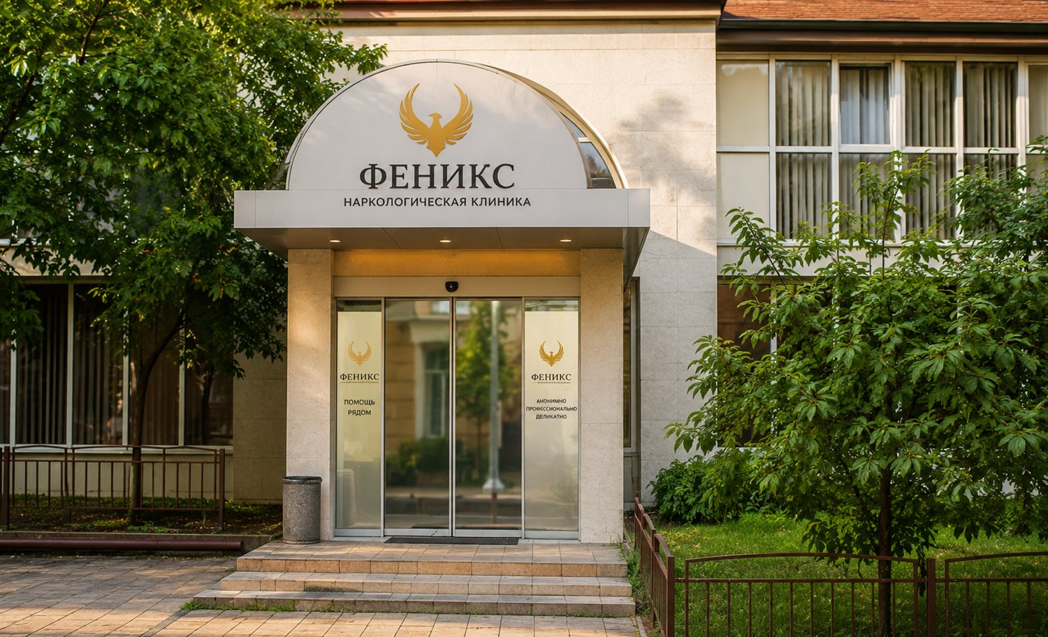 Вход в наркологическую клинику «Феникс» в Сосновоборске